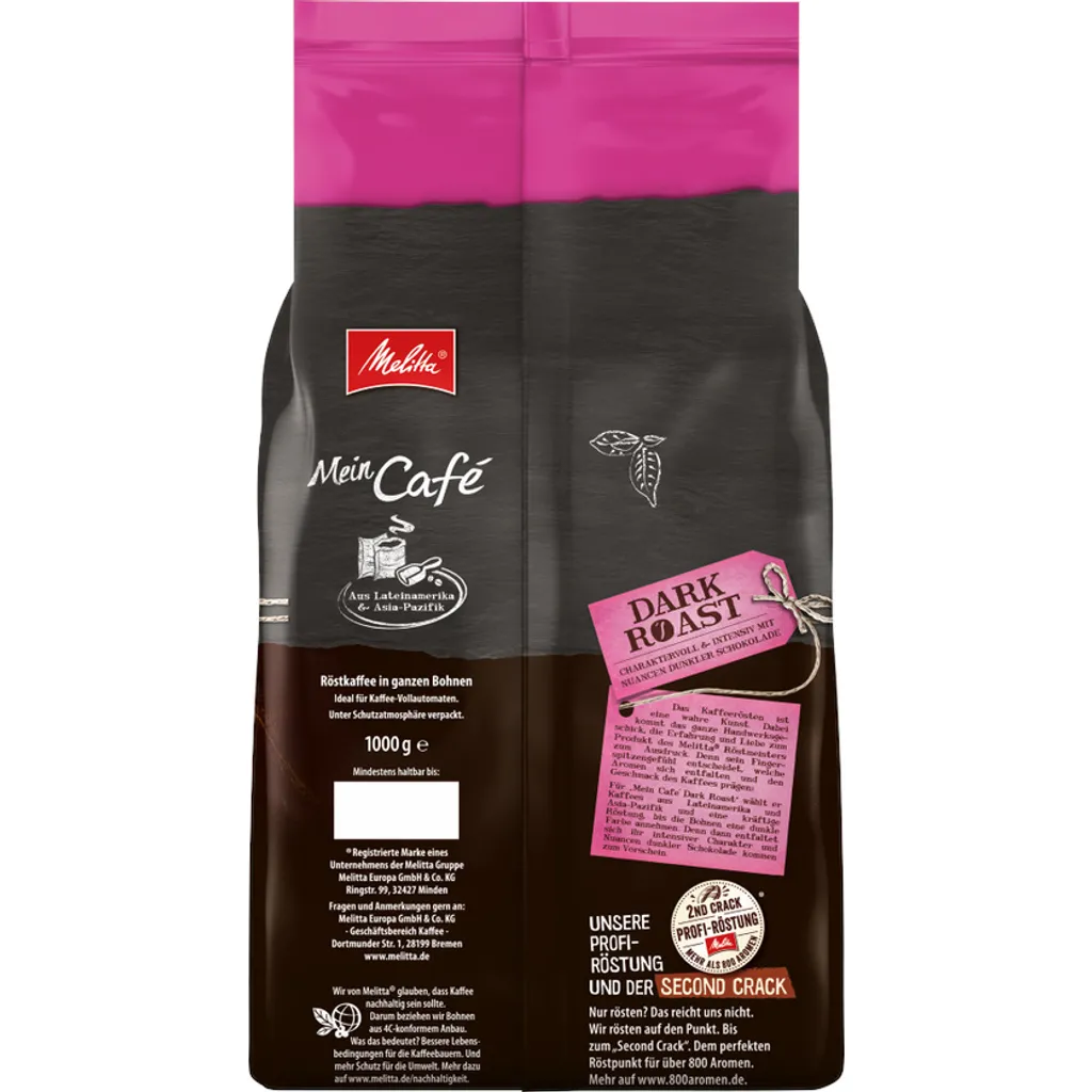 MELITTA Ganze Kaffeebohnen Mein Café Dark Roast 8x1 Kg Charaktervoll Intensiv 6 MELITTA Ganze Kaffeebohnen Mein Café Dark Roast 8x1 Kg Charaktervoll Intensiv – Bild 4