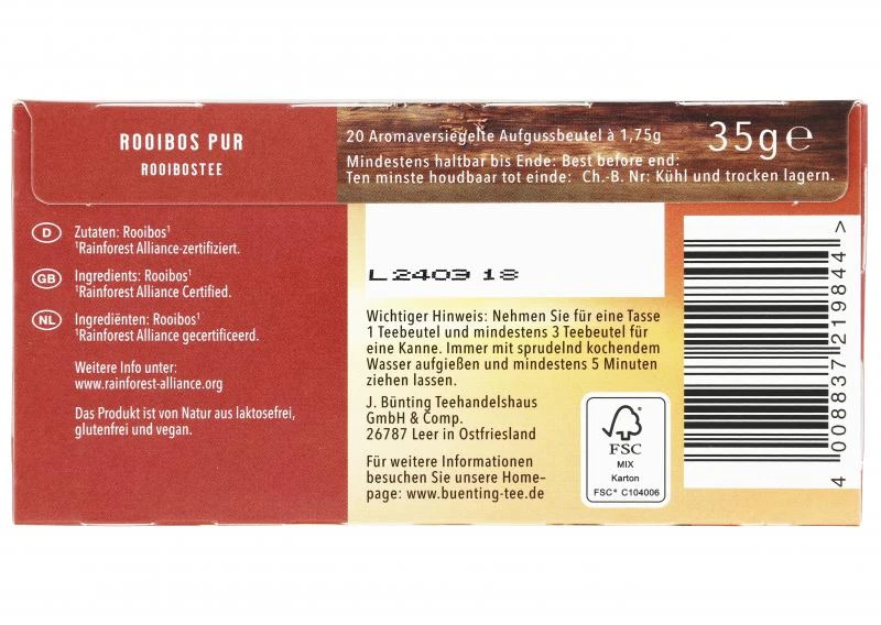 Bünting Tee Rooibos Pur 6 Bünting Tee Rooibos Pur – Bild 4