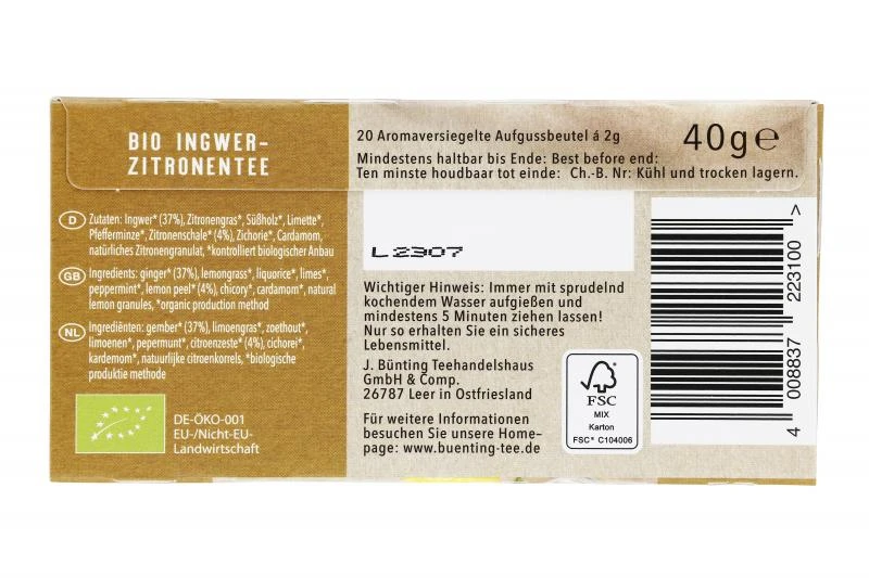 Bünting Tee Bio Ingwer-Zitrone 5 Bünting Tee Bio Ingwer-Zitrone – Bild 3
