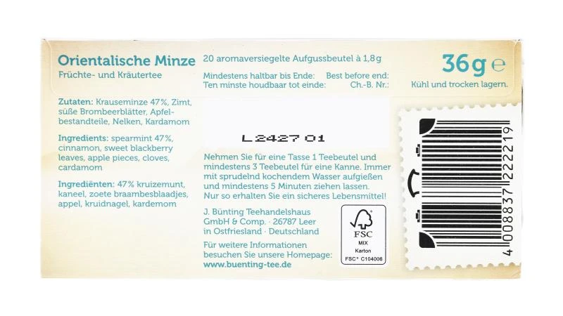 Bünting Tee Orientalische Minze 5 Bünting Tee Orientalische Minze – Bild 3