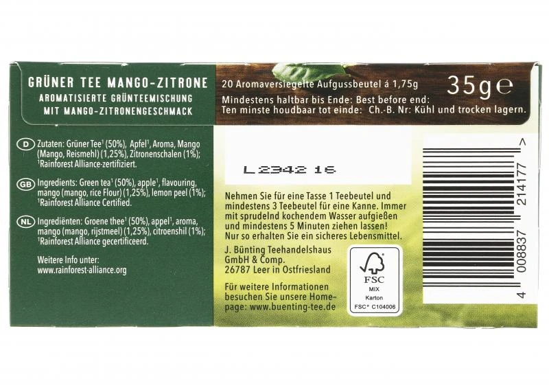 Bünting Tee Premium Grüner Tee Mango-Zitrone 6 Bünting Tee Premium Grüner Tee Mango-Zitrone – Bild 4