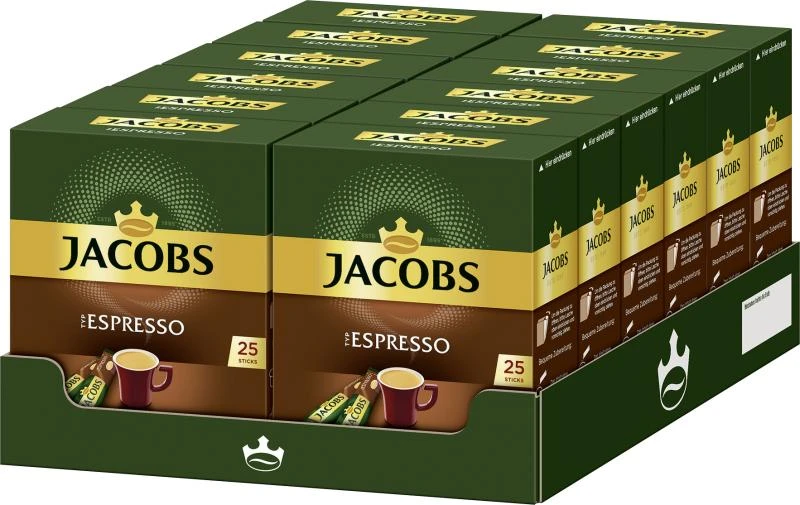 Jacobs Löslicher Kaffee Espresso, 25 Instant Kaffee Sticks 3 Jacobs Löslicher Kaffee Espresso, 25 Instant Kaffee Sticks