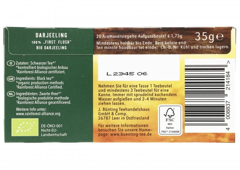 Bünting Tee Premium Bio Darjeeling 6 Bünting Tee Premium Bio Darjeeling – Bild 4