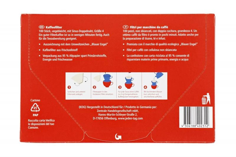 Jeden Tag Kaffeefilter Größe 4 5 Jeden Tag Kaffeefilter Größe 4 – Bild 3