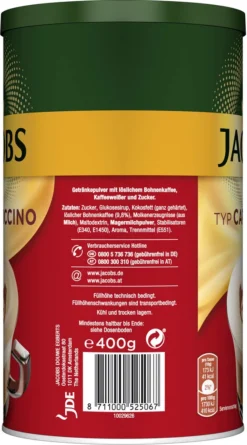 JACOBS Typ Cappuccino 6 X 400 G Dosen Feine Cremigkeit - Viel Schaum -Mytime b26a4aa3db2b83e8dadfb2d330aaafb4